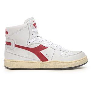 Tênis Casual Unissex Diadora Mi Basket Used Itália Branco e Vermelho