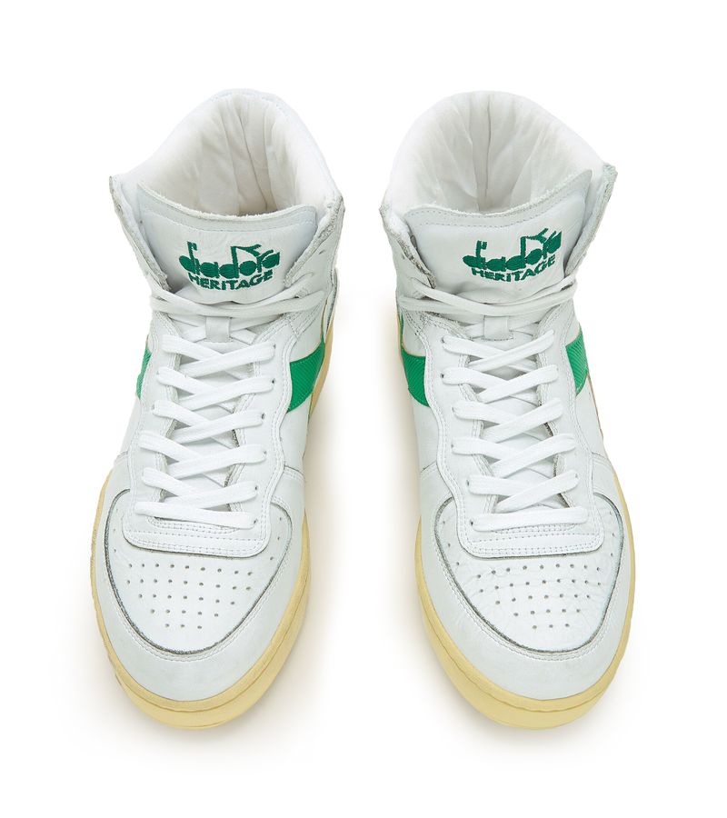 T nis Mi Basket Used It lia Branco e Verde Unissex Diadora