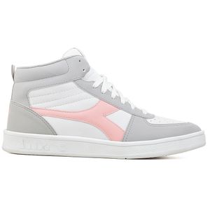 Tênis Casual Feminino Diadora Hi-Playmaker Cinza e Rosa