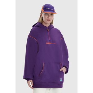 Moletom Unissex Baw X Diadora Hoodie Half Zip Roxo