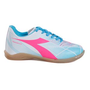 Chuteira Infantil Diadora Squadra II Futsal Branco e Azul