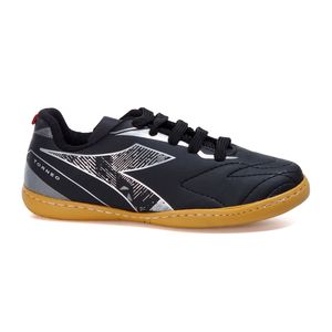 Chuteira Infantil Diadora Torneo Futsal Preto e Prata