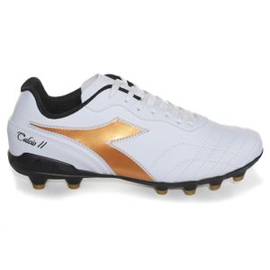 Chuteira Unissex Diadora Calcio II Campo Branco e Dourado