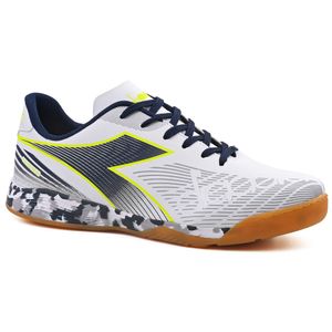 Chuteira Unissex Diadora Ícona Elite Futsal Branco e Marinho
