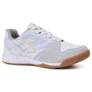 Chuteira Unissex Diadora Vittoria Futsal Branco e Dourado