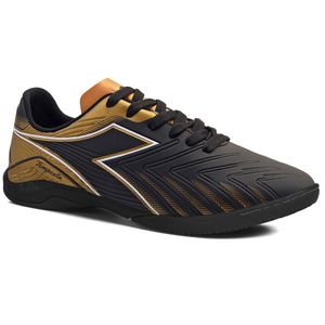 Chuteira Unissex Diadora Tempesta Futsal Preto e  Dourado